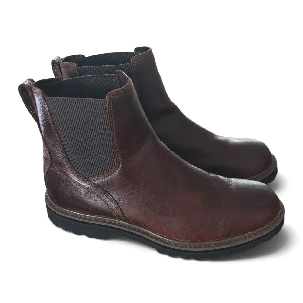 LL Bean Portland Chelsea Boots Mens 10.5 Dark Brown Leather Vibram Sole 523014